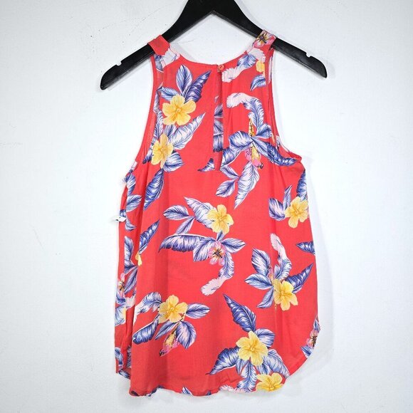 NWT Old Navy Salmon Pink Hawaiian Floral Sleeveless Tank Top - Picture 6 of 10